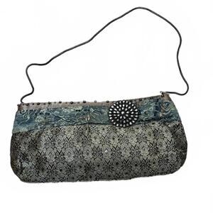 ACCESSORIZE 2000s Brocade Beaded Sequin Brooch Clutch Mini Bag FAIRYCORE Y2K